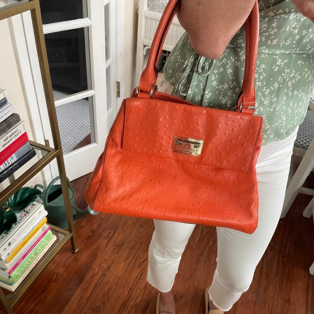 Orange Kate Spade Ostrich Handbag